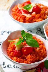 quick tomato risotto prepared in the microwave