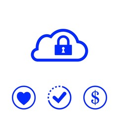 Fototapeta premium lock cloud icon stock vector illustration flat design