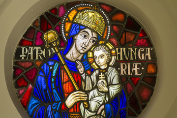 Stained glass in Bory castle in Hungary