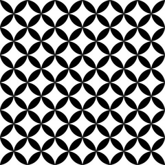 Black and white overlapping circles. Abstract retro design seamless pattern. Simple vector geometrical background.