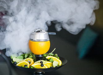 Hookah with citrus and mint, to do hookah bowl with flavor tobacco 
