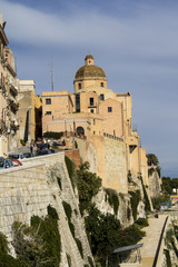 Fototapeta na wymiar Cagliari: La cattedrale di Santa Maria Assunta e di Santa Cecilia del quartiere storico Castello - Sardegna