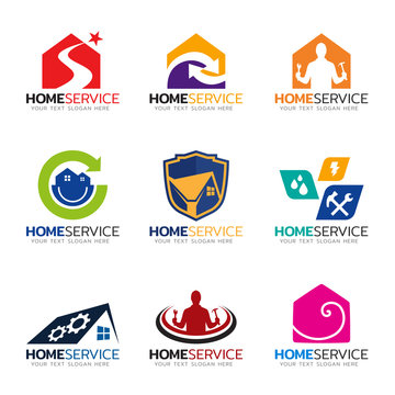 Home service  and repairs logo vector set design
