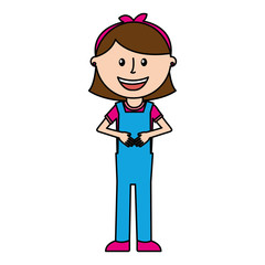 little girl character icon vector illustration design