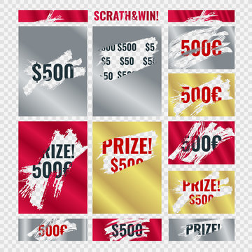 Scratch and win. Scratch marks. Suitable for scratch card game and win.