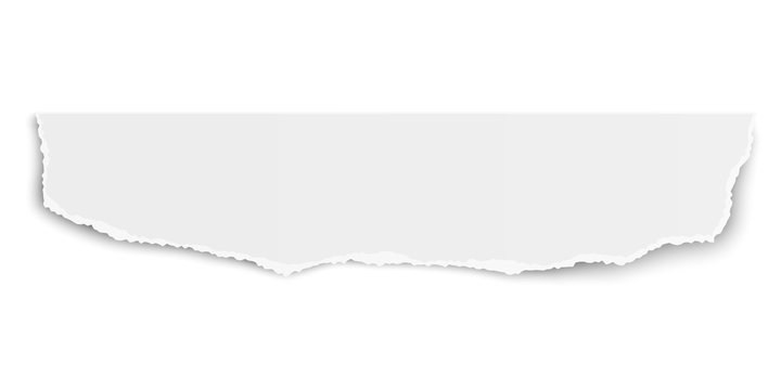Oblong paper tear isolated on white background