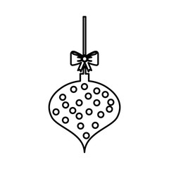 christmas ball with bow hanging vector illustration design