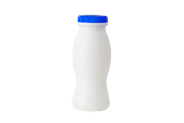 Fototapeta na wymiar White bottle for dairy products isolated on white