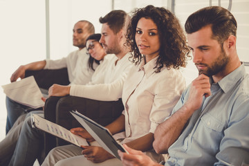 Young people waiting for interview