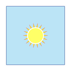 The sun sign in blue square