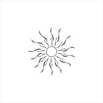 The sun black sign on white background