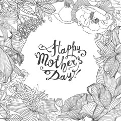 Happy Mother's Day! Congratulation card with floral frame