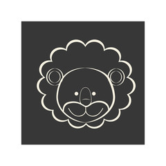 black square picture of lion animal, vector illustration