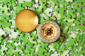 compass on the green puzzle