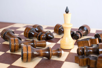 Concept of leadership and victory, chess pieces on the chessboard.
