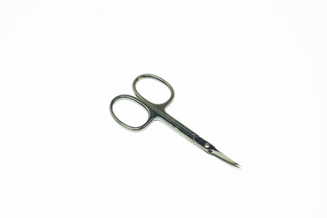 Cuticle scissors on the white background