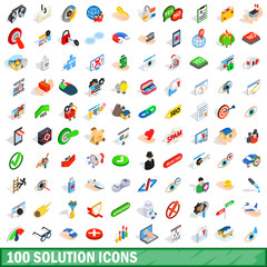 100 solution icons set, isometric 3d style
