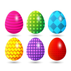Colorful easter eggs with different colors and patterns