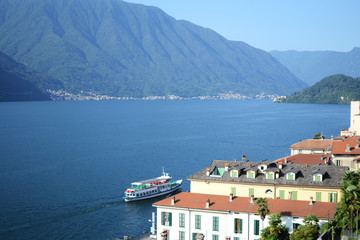 The ship sails on the lake como