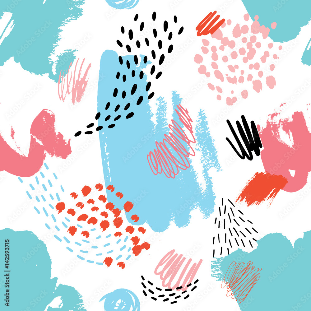 Poster abstract seamless pattern with hand drawn textures. colorful background