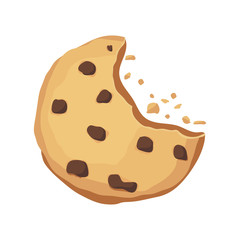 Fototapeta premium Bitten cookie with chocolate. Choco cookie icon. Vector illustration