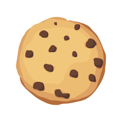 A chocolate chip cookie. Choco cookie icon. Vector illustration