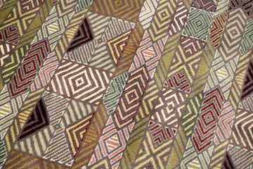 Handmade woven rug, oriental craft in Jaipur, Rajasthan, India 