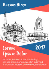 Naklejka premium sketch of Plaza de Mayo