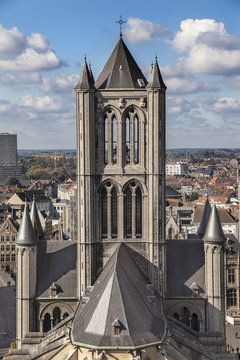 Tower of Saint Nicholas Church in Ghent