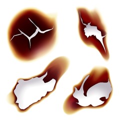 Scorched piece of paper on fire or in flames