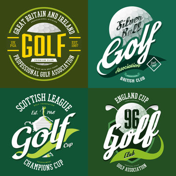 Golf trophy cup or bowl, ball for t-shirt print