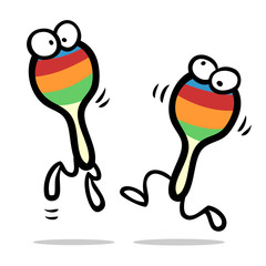 Zwei Cartoon Rasseln oder Maracus machen Musik