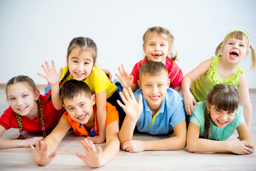 Kids lying on floor