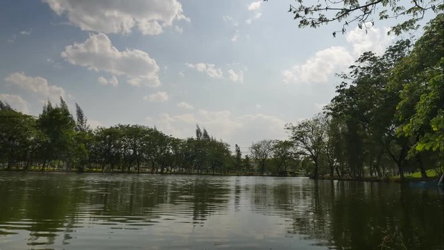 4K time lapse landscape, sky coud and pond