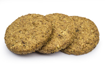Healthy cereal bisuits isolated on white background. Clipping path included in JPEG.