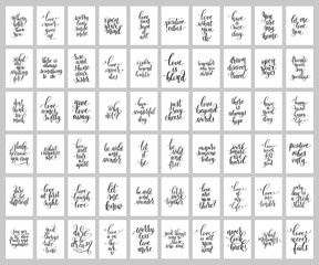 mega set of 60 hand written lettering positive inspirational quo
