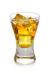Glass of whiskey isolated on white background