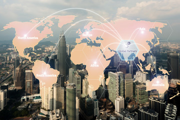 Map global logistics partnership connection for Logistics Import Export background, Global logistics network transportation maritime shipping