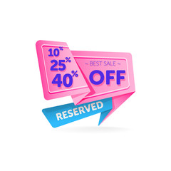 Discount tag with special offer sale sticker isolated on white background. Vector sale label with promo offer.