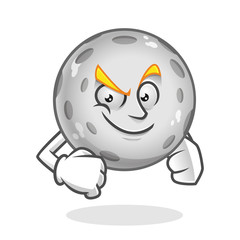Confident moon mascot, moon character, moon cartoon vector 
