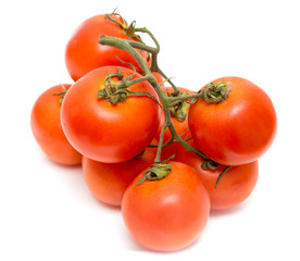 Red tomatoes isolated on white background