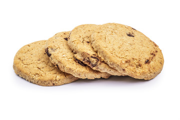 Cereal cookie/biscuit with raisins isolated on white background. Clipping path included in JPEG.