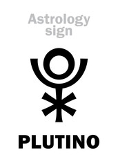 Astrology Alphabet: PLUTINO, super-distant planet. Hieroglyphics character sign (single symbol).