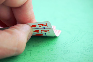 Two kings. Good hand in the game of poker.