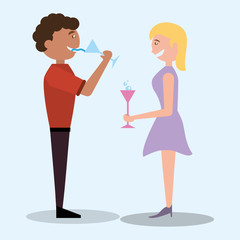 couple dancing drinking celebration vector illustration eps 10