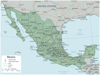 Fototapeta na wymiar Mexico map with selectable territories. Vector