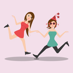 Obraz na płótnie Canvas happy women dancing style vector illustration eps 10