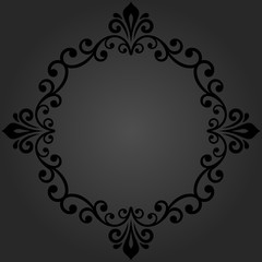 Elegant dark round ornament in the style of barogue. Abstract traditional pattern with oriental elements