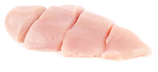 Chicken fillet breast sliced isolated on white