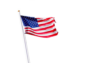 american flag waving on the beam on a white background